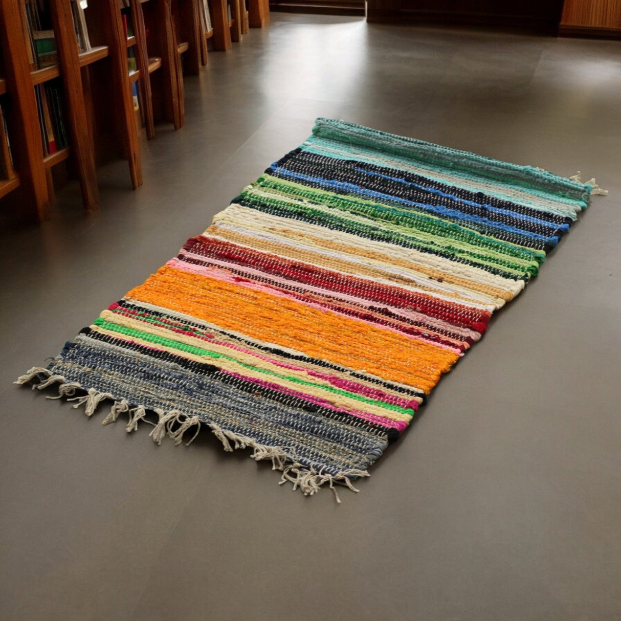 Small Rag Rug - 50x90cm - premium quality - Rainbow Colours - SHAMTAM.COM
