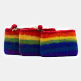 Handmade Rainbow Felt Zipper Pouch - Colorful Rectangular Wallet by Ancient Wisdom, Made in Nepal - SHAMTAM.COM