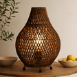 Rattan Table Lamp With UK Plug Dark Brown - SHAMTAM.COM