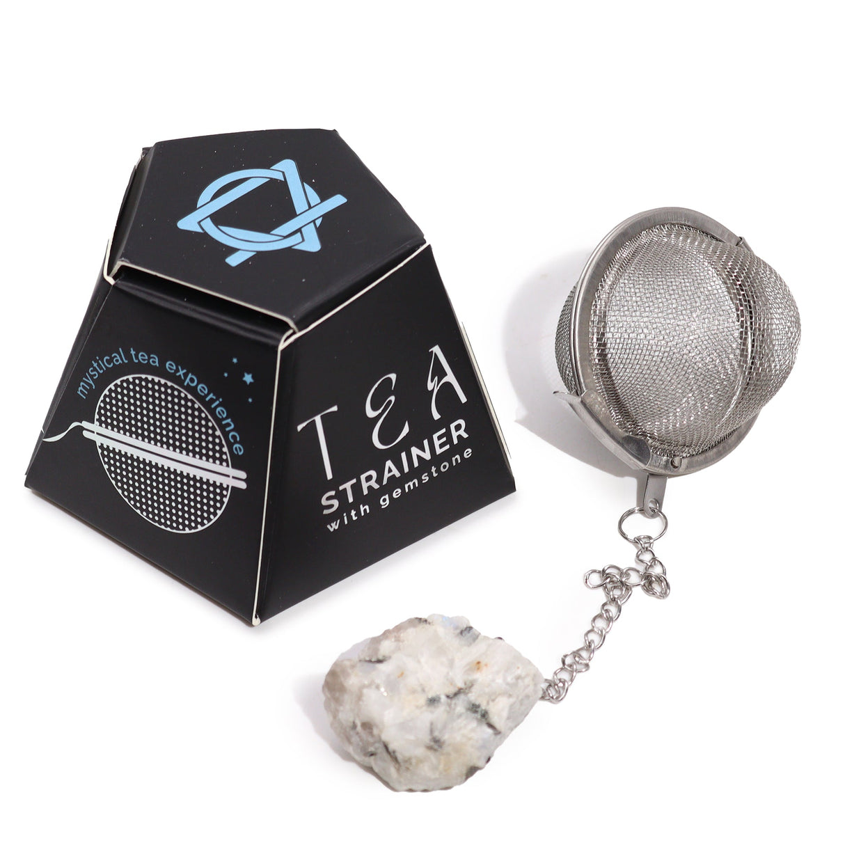 Crystal Tea Strainer - Rainbow Moonstone Raw Gemstone - SHAMTAM.COM