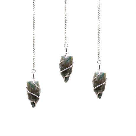 Raw Moss Agate Pendulum - Crystal Gemstone - SHAMTAM.COM