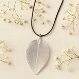 Real Leaf Pendant Necklace Silver Color - SHAMTAM.COM