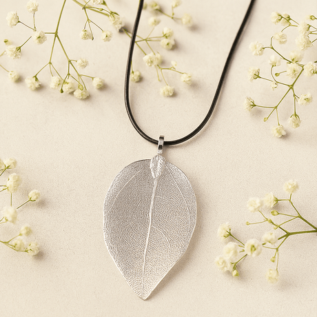 Real Leaf Pendant Necklace Silver Color - SHAMTAM.COM