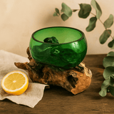 Recycled Beer Bottle Glass Bowl on Wood - SHAMTAM.COM