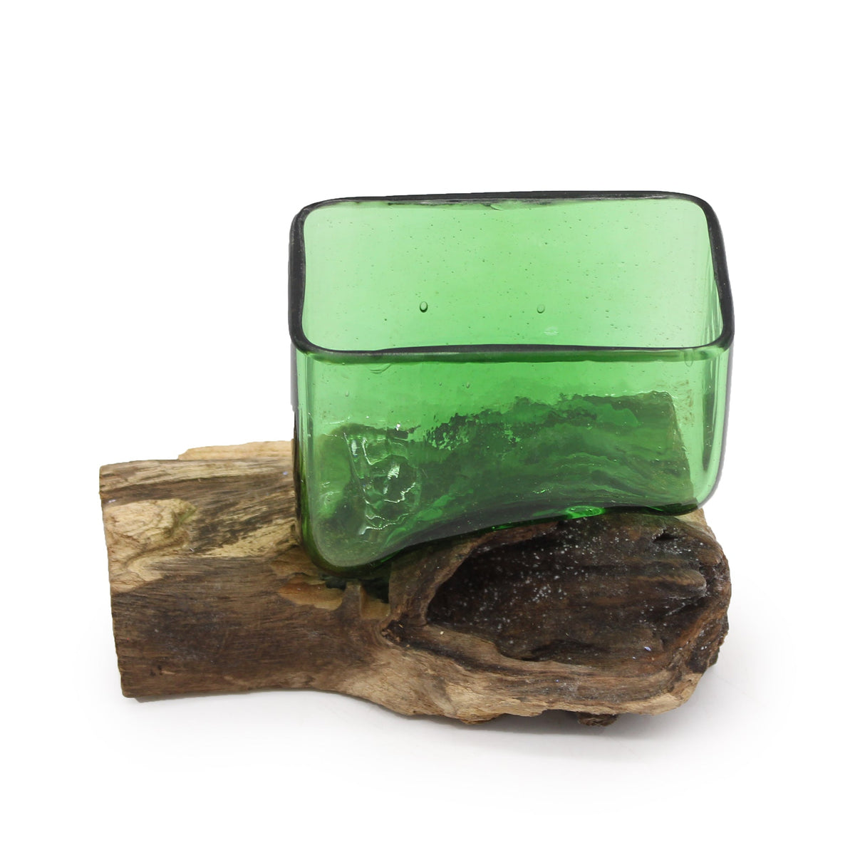 Recycled Beer Bottles - Square Bowl on Wood - SHAMTAM.COM