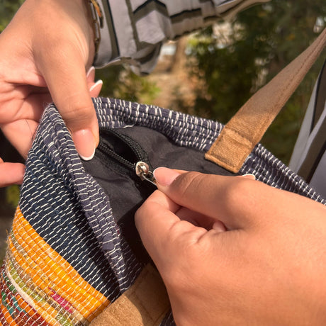 Recycled Big Rug Bag - Shades of Mushrooms - SHAMTAM.COM