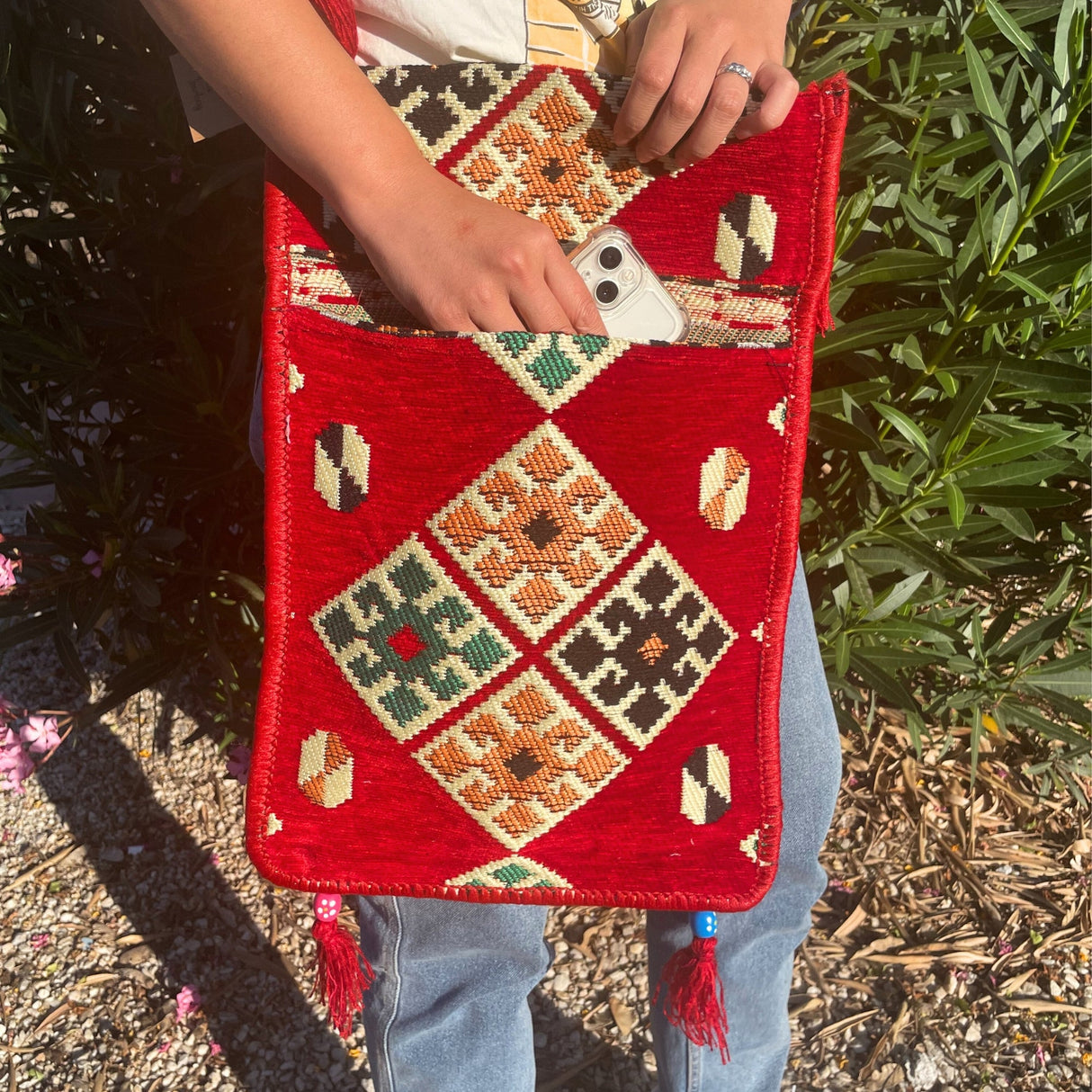 Boho Bag Messenger Red Kilim - SHAMTAM.COM