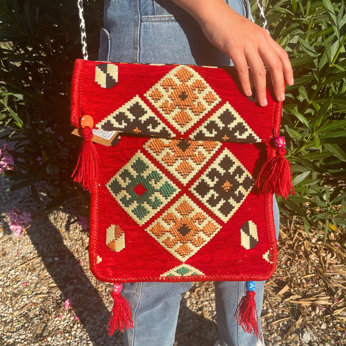 Boho Bag Messenger Red Kilim - SHAMTAM.COM