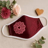 Reusable Adult Cloth Face Mask - Red Mandala Heart - SHAMTAM.COM