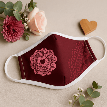 Mascarilla de Tela Reutilizable para Adultos – Corazón Mandala Rojo