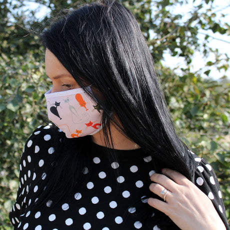 Fashion Face Mask - Pink Cats (Adult) - SHAMTAM.COM