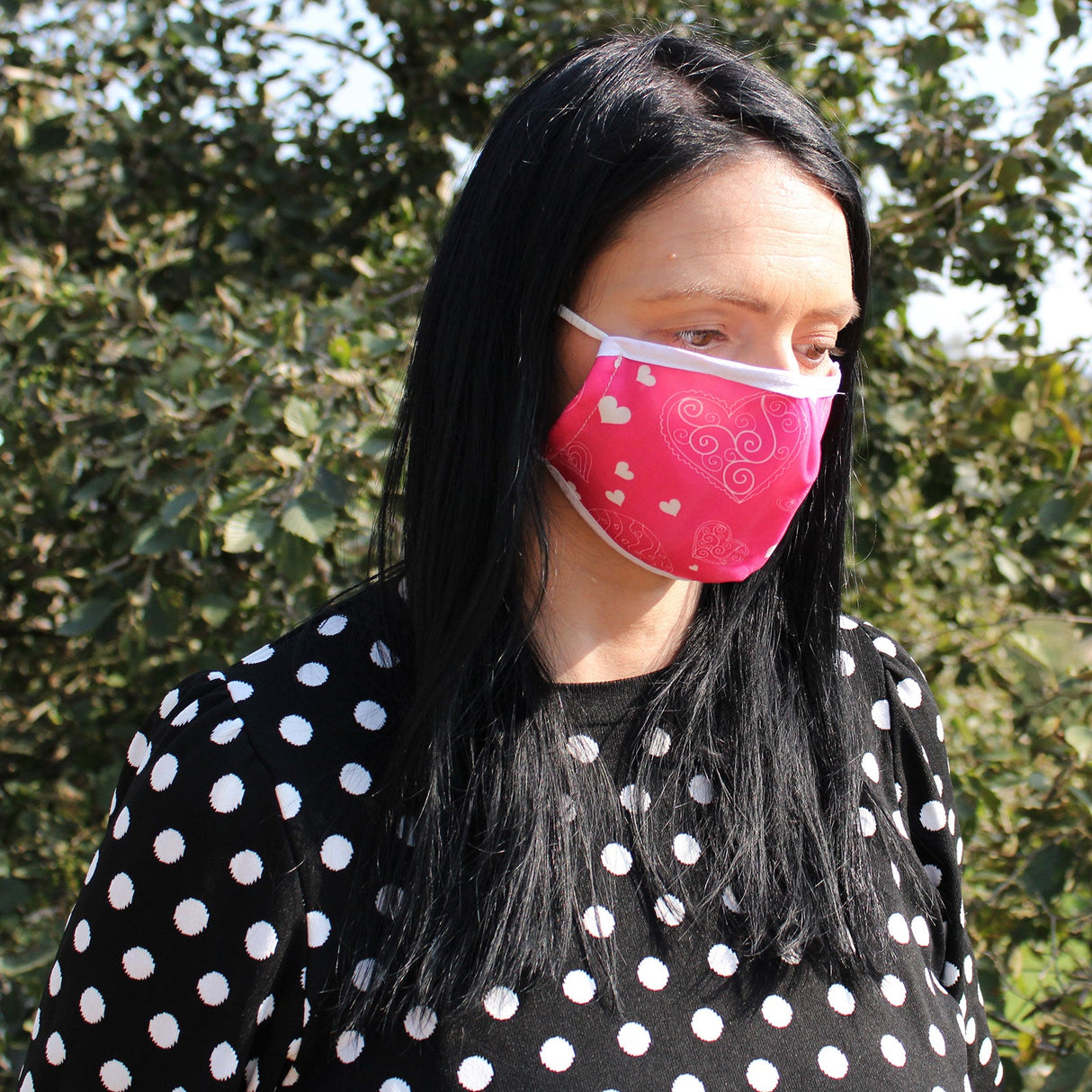 Fashion Face Mask - Pink Hearts (Adult) - SHAMTAM.COM