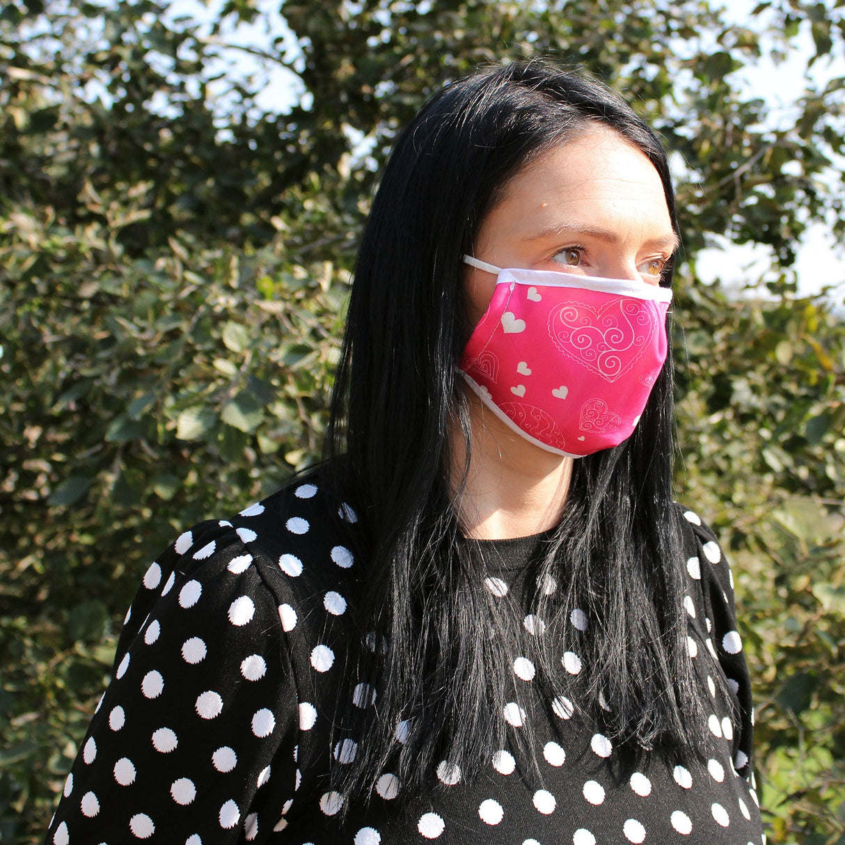 Fashion Face Mask - Pink Hearts (Adult) - SHAMTAM.COM