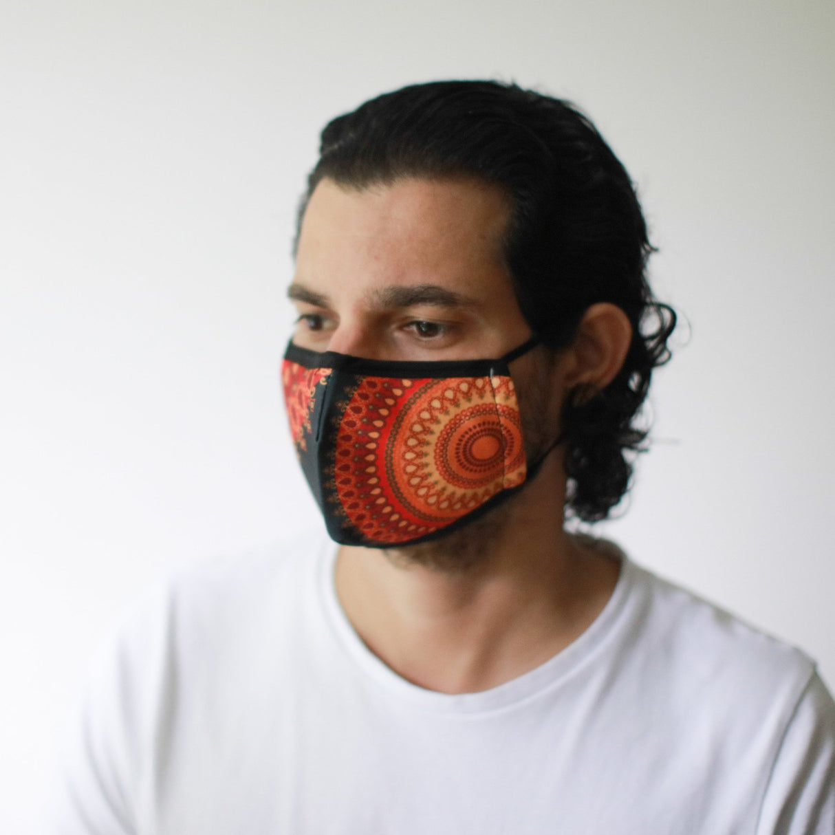 Fashion Face Mask - Orange Mandala (Adult) - SHAMTAM.COM