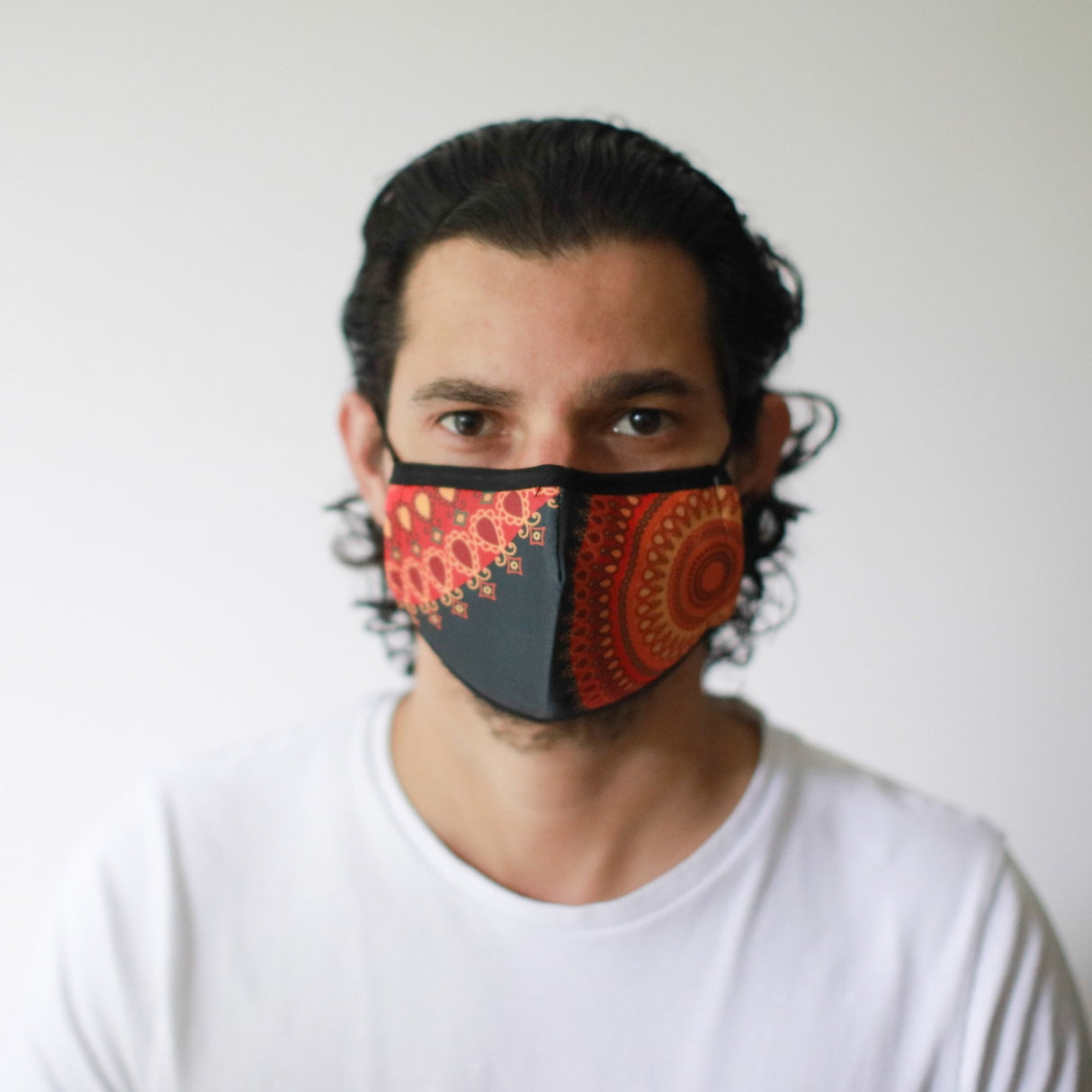 Fashion Face Mask - Orange Mandala (Adult) - SHAMTAM.COM