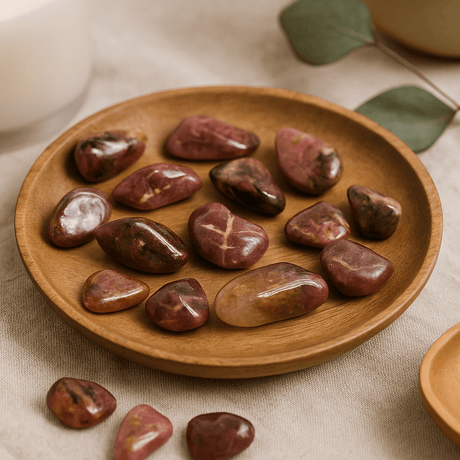Rhodonite Tumbled Stones 24 Pieces - SHAMTAM.COM