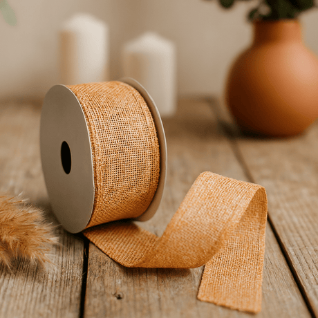 Ribbon 38mm x 20m Natural Texture Vintage Orange - SHAMTAM.COM