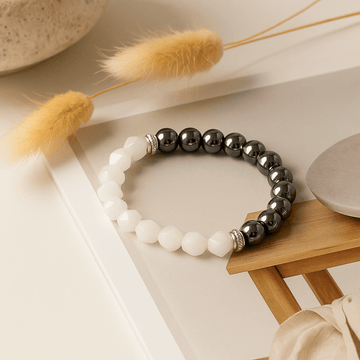 Pulsera de cuarzo de roca, piedra preciosa magnética facetada