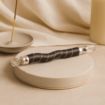 Rock Quartz Wand With Curved Wood