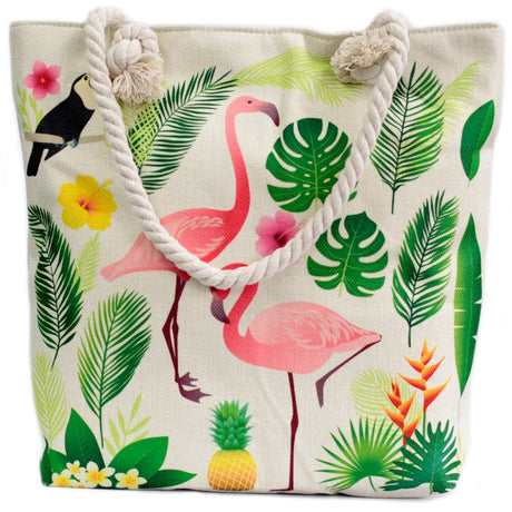 Rope Handle Bag - Flamingo & More - SHAMTAM.COM