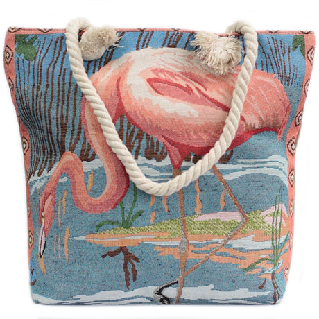 Rope Handle Bag - Pink Flamingo - SHAMTAM.COM