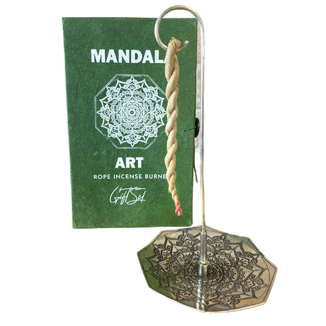 Mandala Flower Rope Incense and Silver Plated Burner Set - SHAMTAM.COM