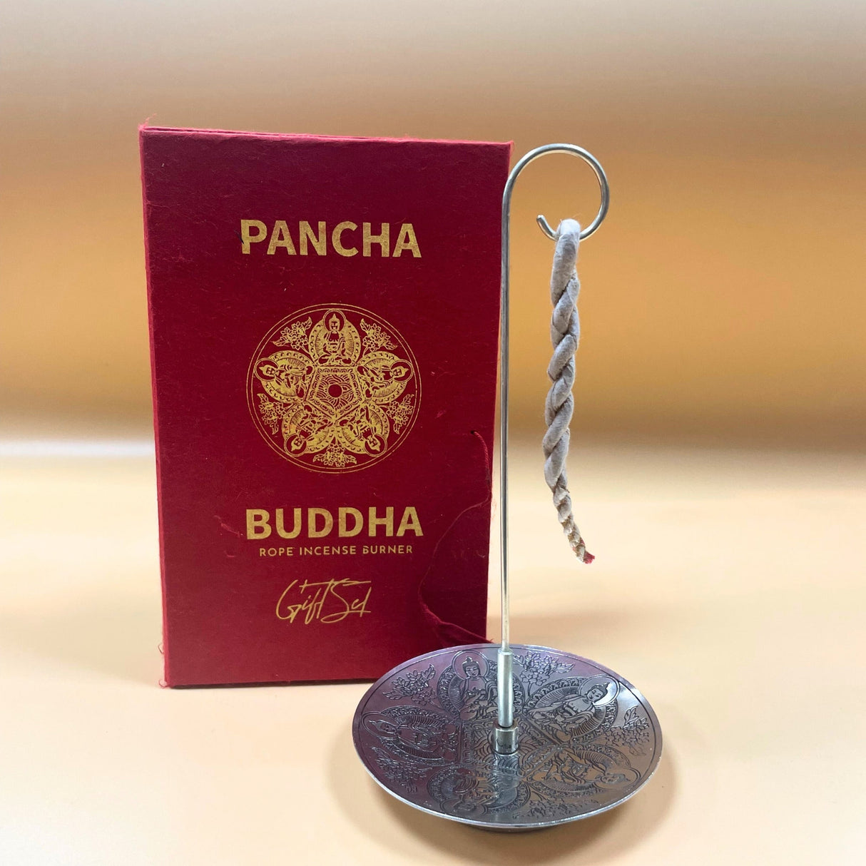 Pancha Buddha Rope Incense and Silver Plated Burner Set - SHAMTAM.COM