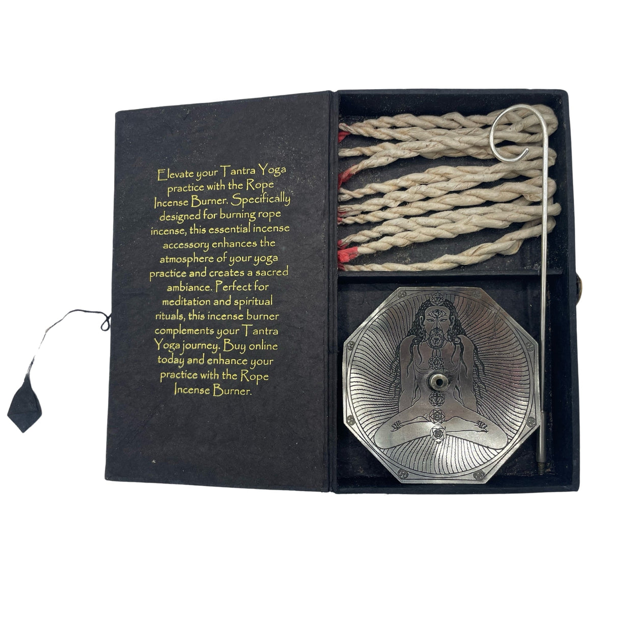 Tantra Yoga Rope Incense and Silver Plated Burner Set - SHAMTAM.COM