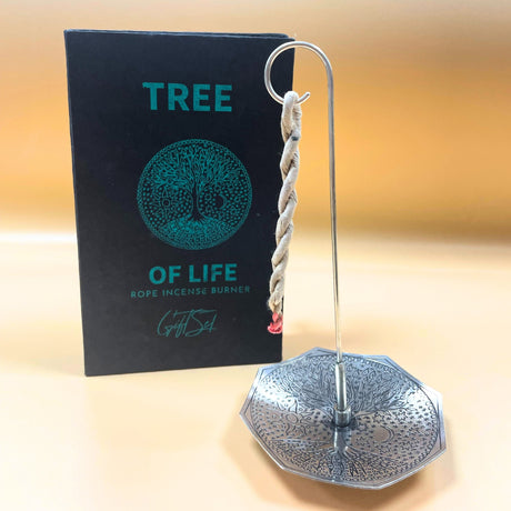 Tree of Life Rope Incense and Silver Plated Burner Set - SHAMTAM.COM