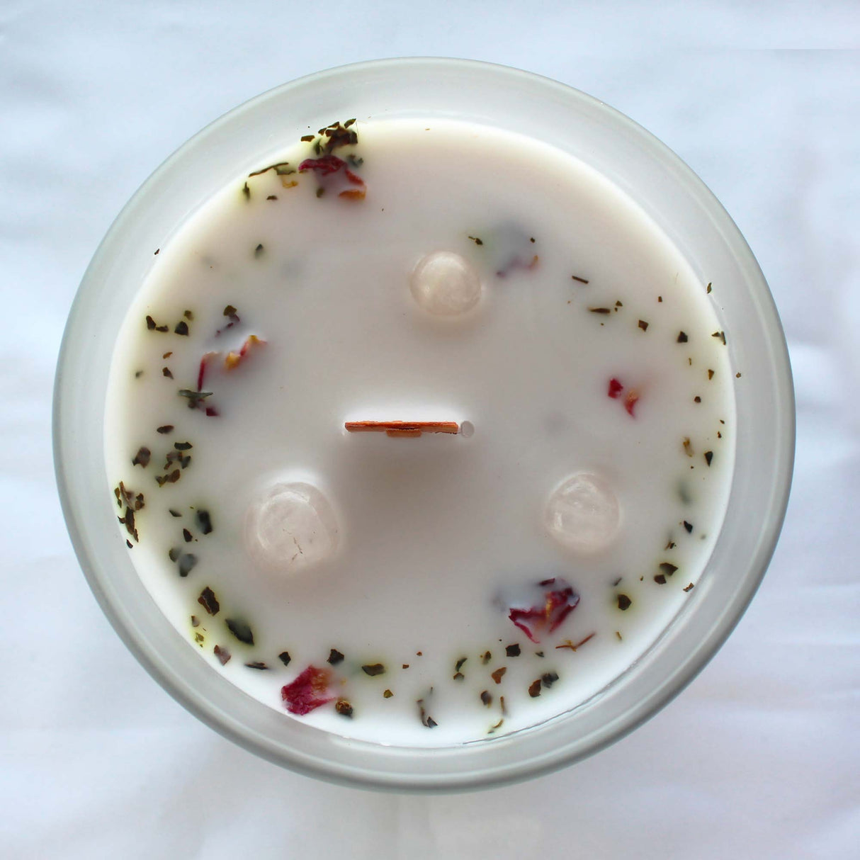 Rose and Rose Quartz Crystal Candle - Love - SHAMTAM.COM