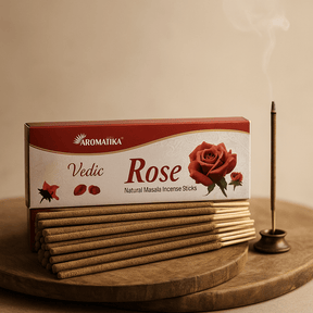 Rose Masala Incense Sticks 12 Count Vedic - SHAMTAM.COM