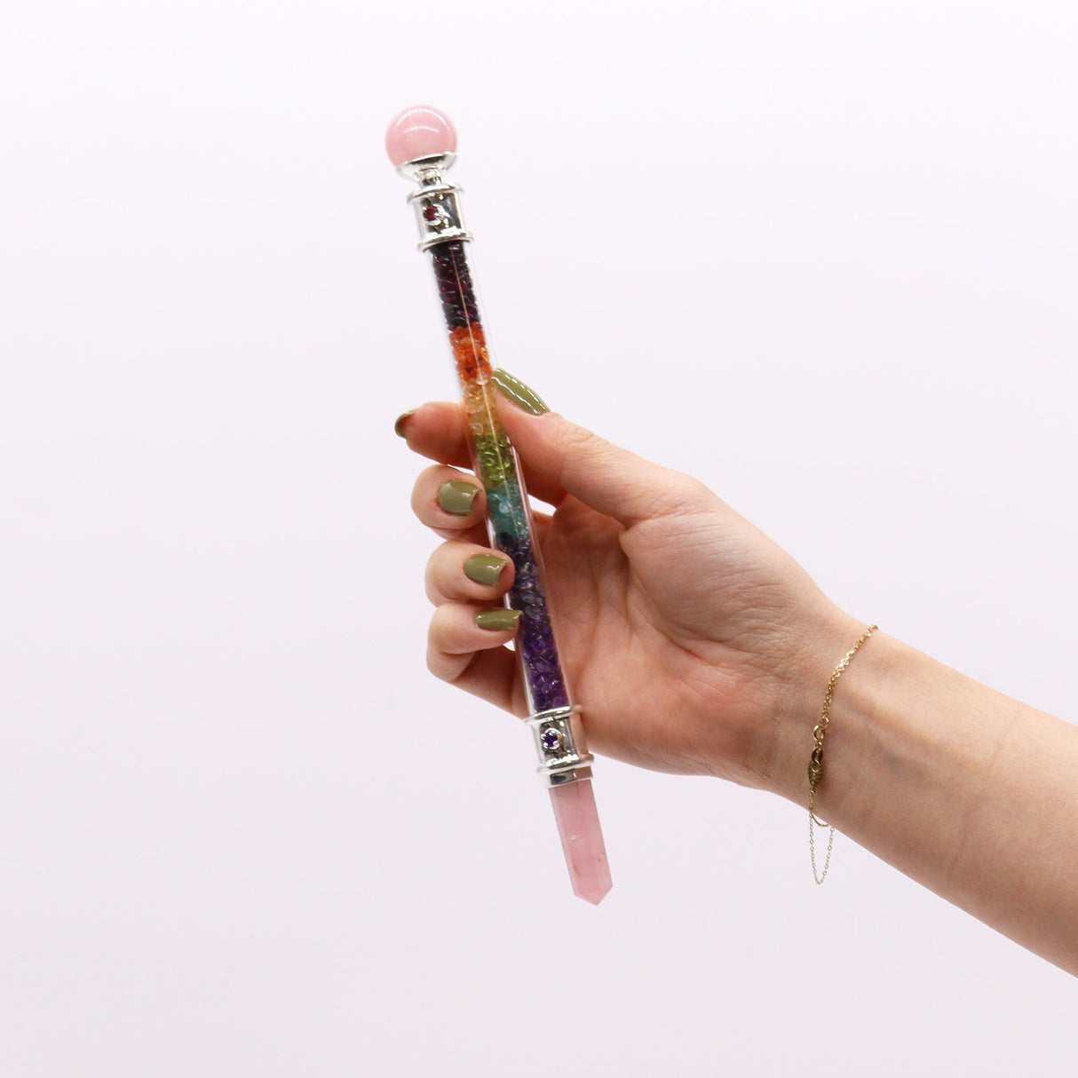 7 Chakra Healing Wand - Rose Quartz Crystal - SHAMTAM.COM
