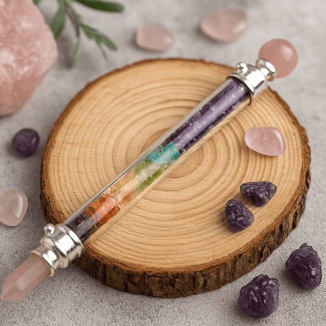 Rose Quartz 7 Chakra Healing Crystal Wand - SHAMTAM.COM