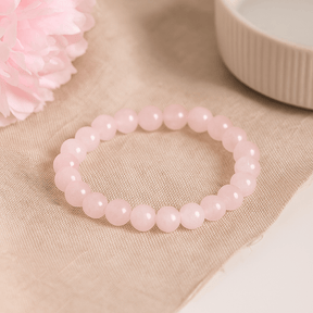 Rose Quartz 8mm Beaded Stretch Bracelet - SHAMTAM.COM