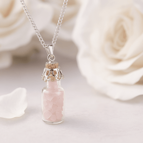 Rose Quartz Bottle Pendant Necklace - SHAMTAM.COM