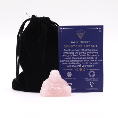 Rose Quartz Buddha Small - 35x40x23mm - SHAMTAM.COM