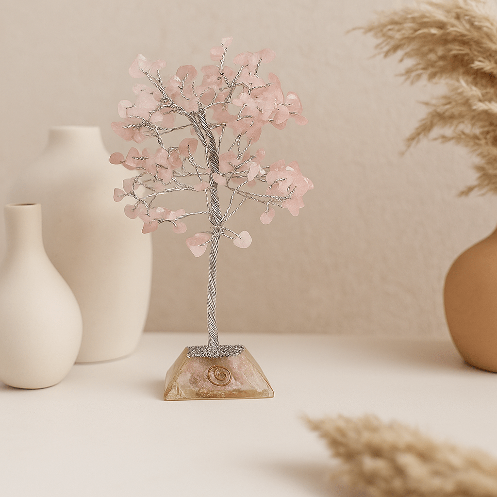 Rose Quartz Crystal Tree Orgonite Base 160 Gemstones - SHAMTAM.COM