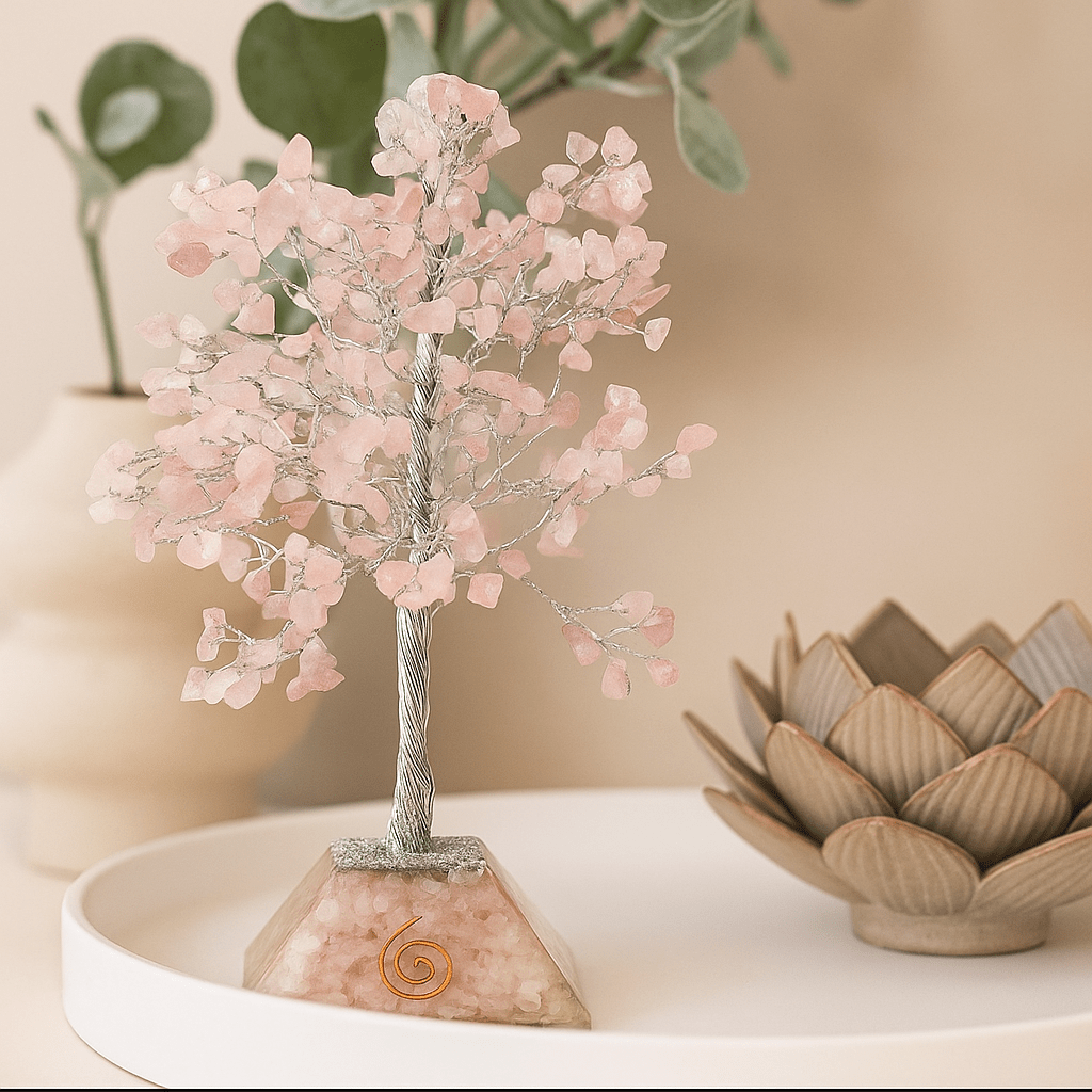 Rose Quartz Crystal Tree Orgonite Base 320 Gemstones - SHAMTAM.COM
