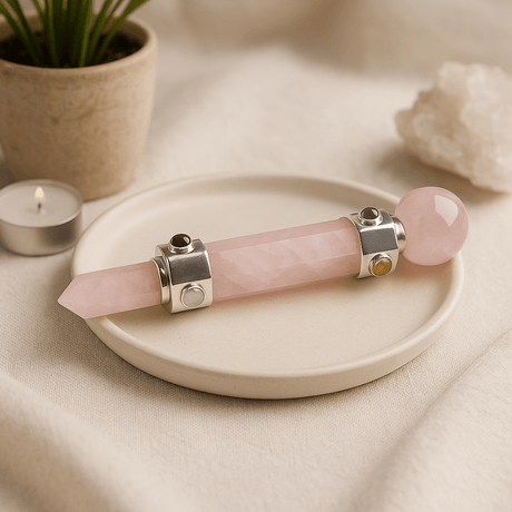 Rose Quartz Crystal Wand Hexagonal 12cm - SHAMTAM.COM