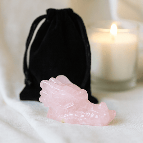 Rose Quartz Dragon Head Carving 60x30x35mm - SHAMTAM.COM