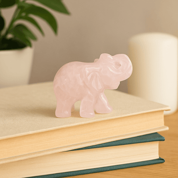 Rosenkvarts Elefant Figur – 50x35x25mm