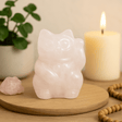 Rose Quartz Lucky Cat Figurine 50x35x25mm - SHAMTAM.COM