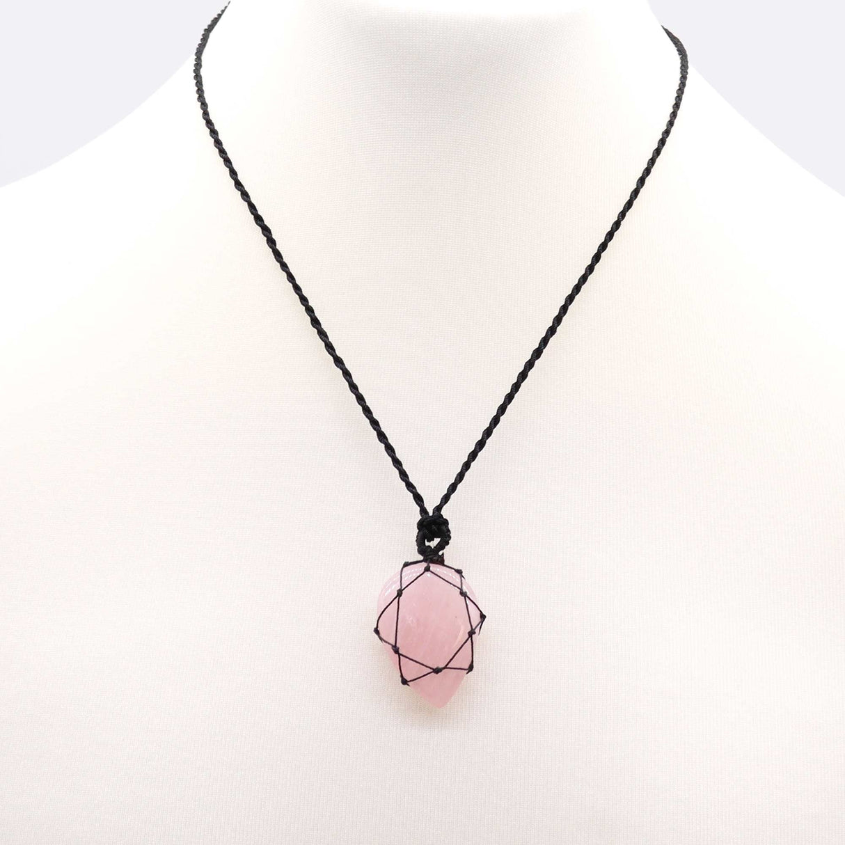 Rose Quartz Pendant - Laced Crystal Gemstone Flat Point - SHAMTAM.COM