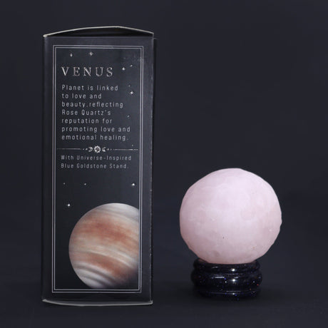 Rose Quartz Planet on a Sola Goldstone Stand (VENUS) - SHAMTAM.COM