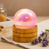 Rose Quartz Sphere Titanium Aura 40mm with Stand - SHAMTAM.COM