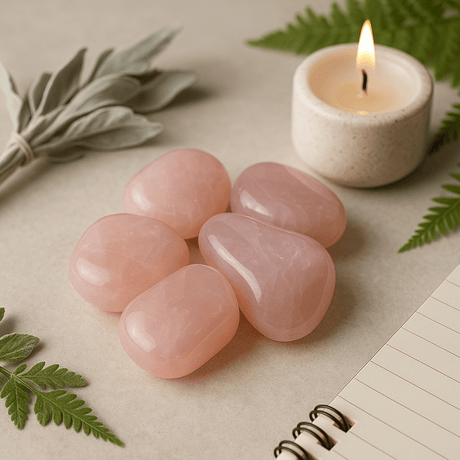 Rose Quartz Tumbled Stones, 24 Medium Pieces - SHAMTAM.COM