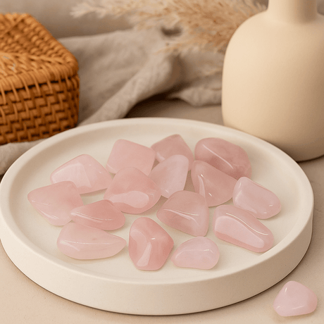Rose Quartz Tumbled Stones, 24 Pieces - SHAMTAM.COM
