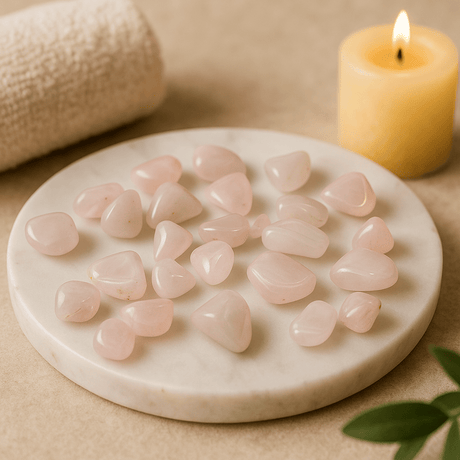 Rose Quartz Tumbled Stones Small African 24 Pieces - SHAMTAM.COM