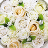 Soap Flowers Round Box - Wedding Blessings - White & Ivory - SHAMTAM.COM