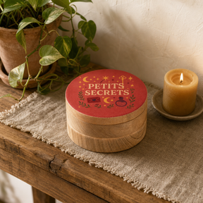Round Enamelled Box - Petite Secrets — styled in a warm, naturally lit interior